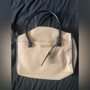 Kenneth Cole Reaction Cream Satchel with Black Handles